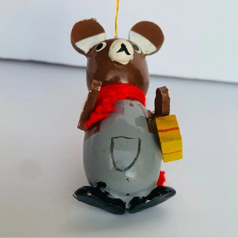 Vintage Wood Bear Ornament